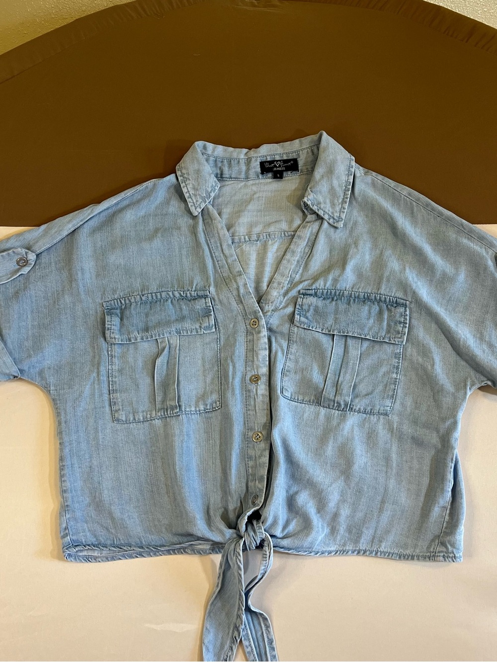 Velvet Heart Light Blue Tie-Front Denim Shirt